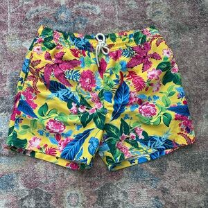 Polo Ralph Lauren Swim Trunks Yellow Floral Tropical Size XL